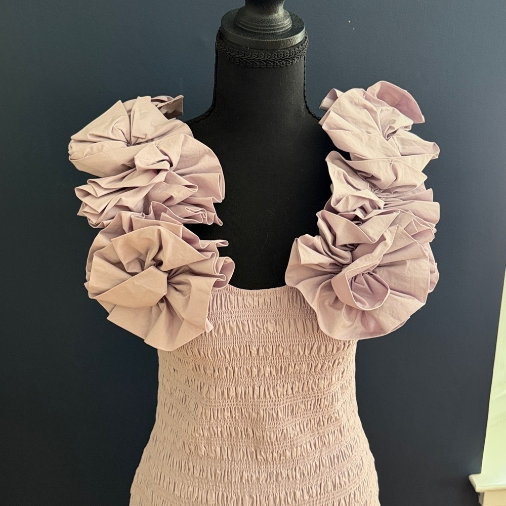 Cleobella Antoinette D Lilac Ruffle Sleeve Dress Medium $304 Retail NWT - Picture 4 of 7